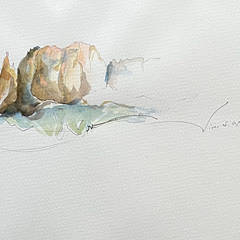 2025, Dolomiten bei Tiers (Tires), Rosengarten, Bleistift und Aquarell