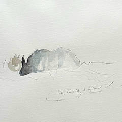 2025, Dolomiten bei Tiers (Tires), Rosengarten, Bleistift und Aquarell