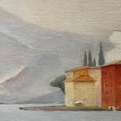 2026, Gardasee bei Malcesine, Detail, Öl auf Holz
